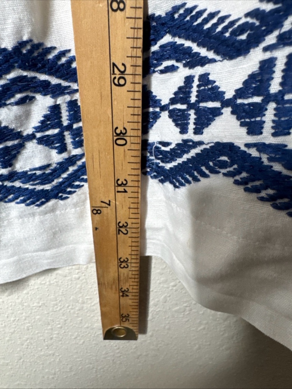 Madewell Blue & White Embroidered  Dress w Pockets Cotton Lined Medium C5813 - Picture 6 of 8